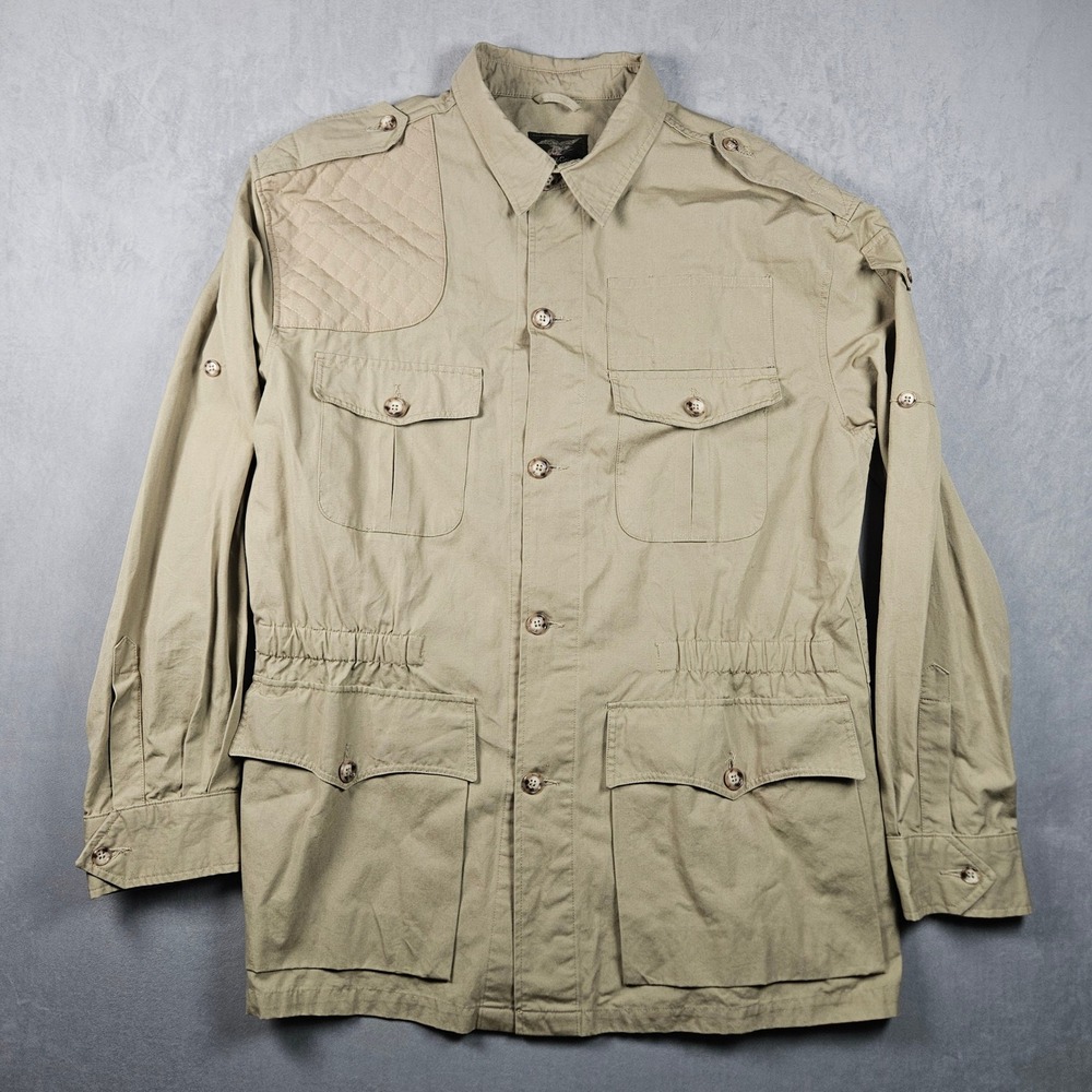 Vintage Willis & Geiger Safari Jacket Mens XL Tan Bush Poplin Shooting Coat